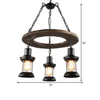 3/6-Bulb Ceiling Lamp with Lantern Shade Clear Glass Black - Rebooters