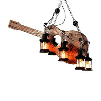 6-Light Clear Glass Hanging Chandelier Coastal Brown Lantern - Rebooters