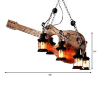 6-Light Clear Glass Hanging Chandelier Coastal Brown Lantern - Rebooters