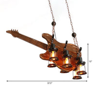 6-Light Clear Glass Hanging Chandelier Coastal Brown Lantern - Rebooters