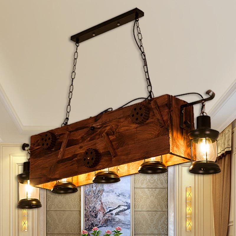 6-Bulb Ceiling Lamp with Lantern Shade Metal Coastal Chandelier - Rebooters