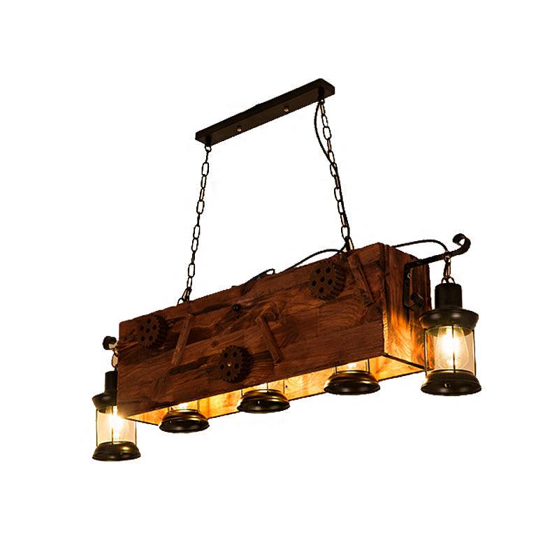 6-Bulb Ceiling Lamp with Lantern Shade Metal Coastal Chandelier - Rebooters