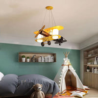 Aircraft Shaped Metal LED Lighting Fixture Modern Yellow Chandelier Light for Child Room - Rebooters