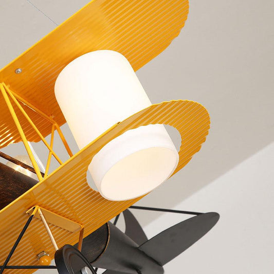 Aircraft Shaped Metal LED Lighting Fixture Modern Yellow Chandelier Light for Child Room - Rebooters