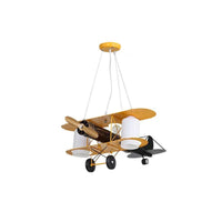 Aircraft Shaped Metal LED Lighting Fixture Modern Yellow Chandelier Light for Child Room - Rebooters