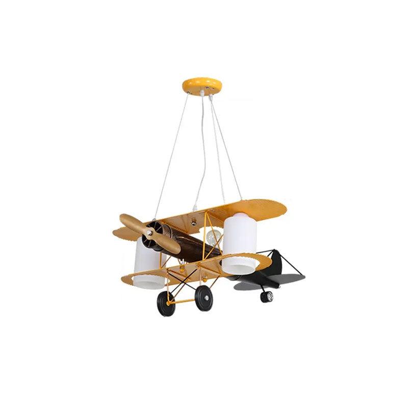 Aircraft Shaped Metal LED Lighting Fixture Modern Yellow Chandelier Light for Child Room - Rebooters