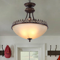 3 Bulbs Chandelier Pendant Light Vintage Bowl Frosted Glass - Rebooters