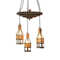 3-Light Rope and Metal Hanging Chandelier Industrial Bronze - Rebooters