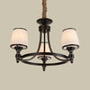Black Tapered Shade Suspension Light Rustic Ribbed Glass Chandelier - Rebooters