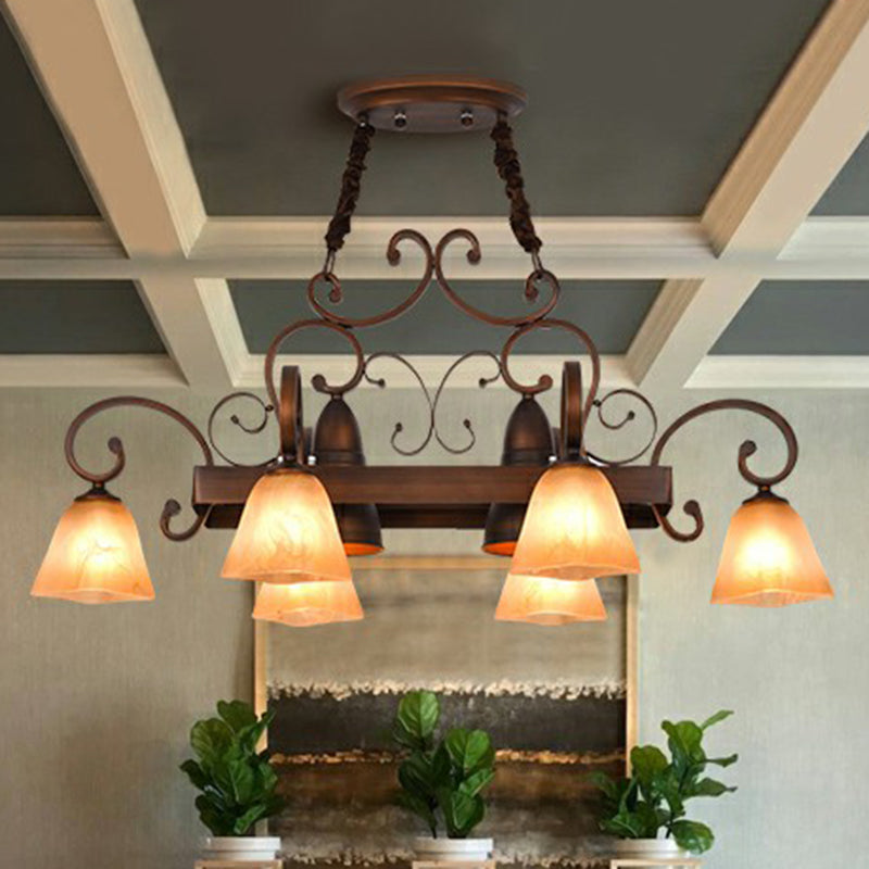Swirled Arm Dining Room Chandelier Lighting Copper Pendant Light - Rebooters