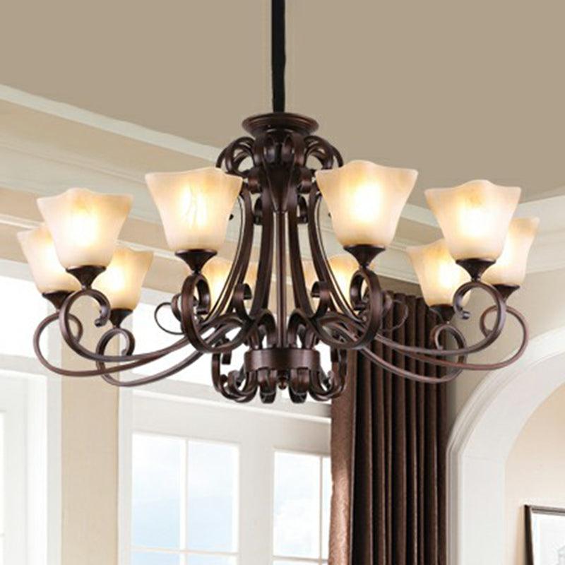 Traditional Bell Ceiling Lighting Opal Glass Chandelier in Copper - Rebooters