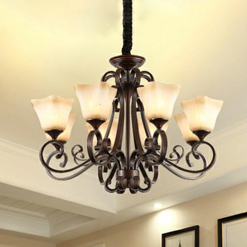 Traditional Bell Ceiling Lighting Opal Glass Chandelier in Copper - Rebooters