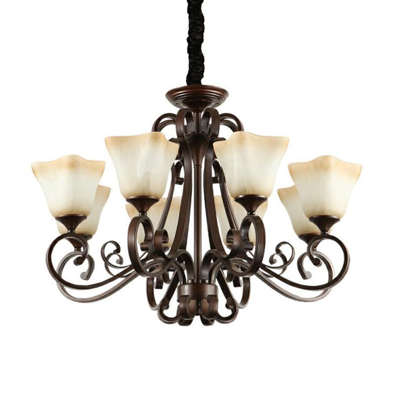 Traditional Bell Ceiling Lighting Opal Glass Chandelier in Copper - Rebooters