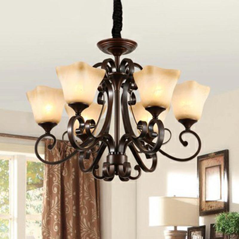 Traditional Bell Ceiling Lighting Opal Glass Chandelier in Copper - Rebooters