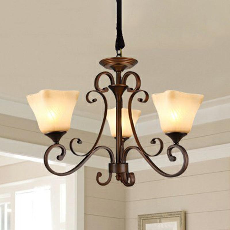 Traditional Bell Ceiling Lighting Opal Glass Chandelier in Copper - Rebooters