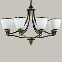 Bell Living Room Ceiling Lighting Traditional Opal Glass Black Chandelier - Rebooters