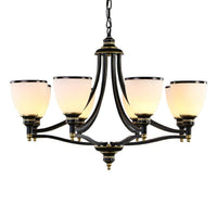 Bell Living Room Ceiling Lighting Traditional Opal Glass Black Chandelier - Rebooters
