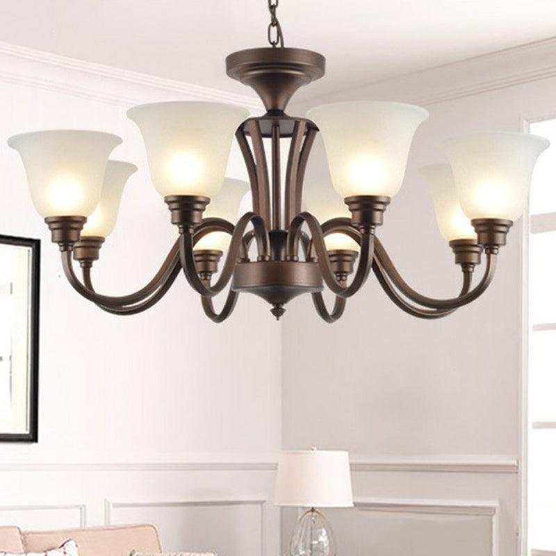 Bell Frost Glass Ceiling Lighting Traditional Chandelier Brown - Rebooters