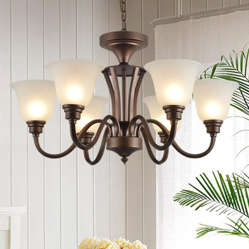 Bell Frost Glass Ceiling Lighting Traditional Chandelier Brown - Rebooters