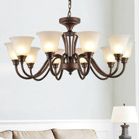 Bell Frost Glass Ceiling Lighting Traditional Chandelier Brown - Rebooters