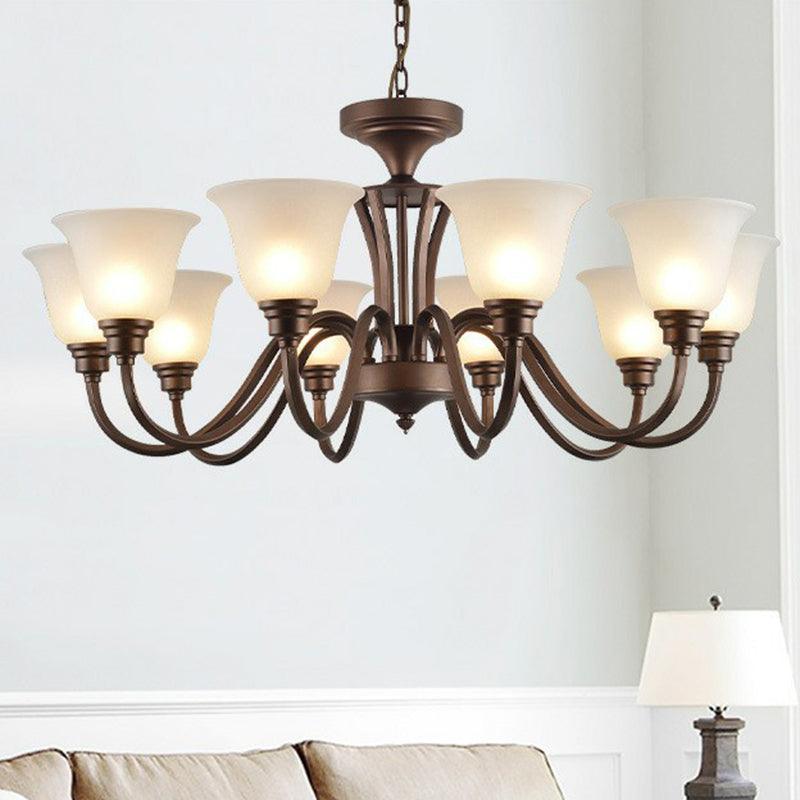 Bell Frost Glass Ceiling Lighting Traditional Chandelier Brown - Rebooters