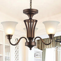 Bell Frost Glass Ceiling Lighting Traditional Chandelier Brown - Rebooters