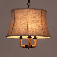 Beige Multi Light Chandelier Lighting Industrial Fabric Dome Shade - Rebooters