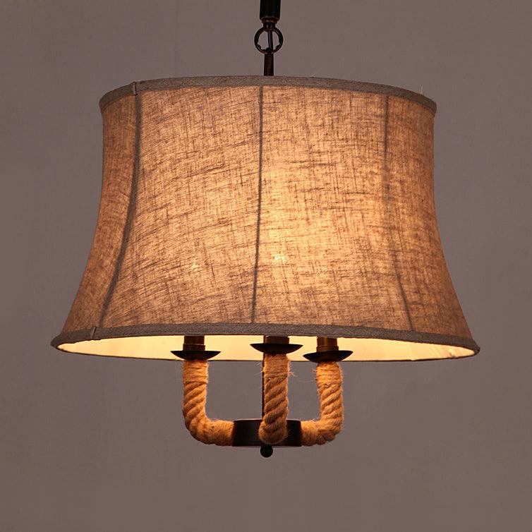 Beige Multi Light Chandelier Lighting Industrial Fabric Dome Shade - Rebooters