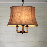 Beige Multi Light Chandelier Lighting Industrial Fabric Dome Shade - Rebooters