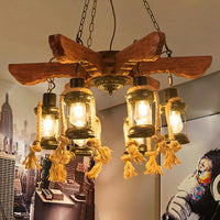 6 Light Ceiling Light Coastal Kerosene Clear Glass Chandelier - Rebooters