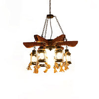 6 Light Ceiling Light Coastal Kerosene Clear Glass Chandelier - Rebooters