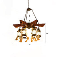 6 Light Ceiling Light Coastal Kerosene Clear Glass Chandelier - Rebooters