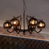 6 Light Ceiling Light Vintage Bubbled Etched Chandelier Rust - Rebooters