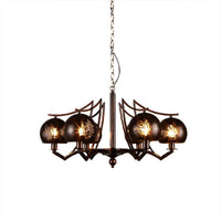 6 Light Ceiling Light Vintage Bubbled Etched Chandelier Rust - Rebooters