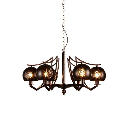 6 Light Ceiling Light Vintage Bubbled Etched Chandelier Rust - Rebooters