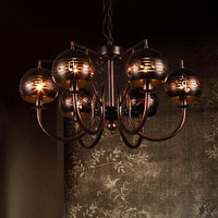 6 Light Ceiling Light Vintage Bubbled Etched Chandelier Rust - Rebooters