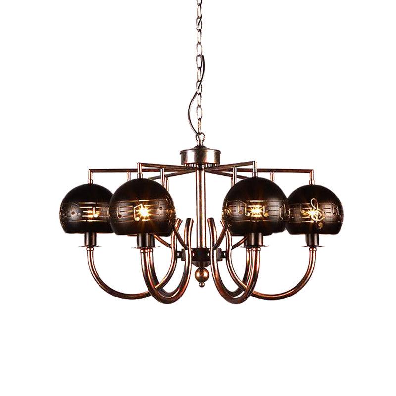 6 Light Ceiling Light Vintage Bubbled Etched Chandelier Rust - Rebooters