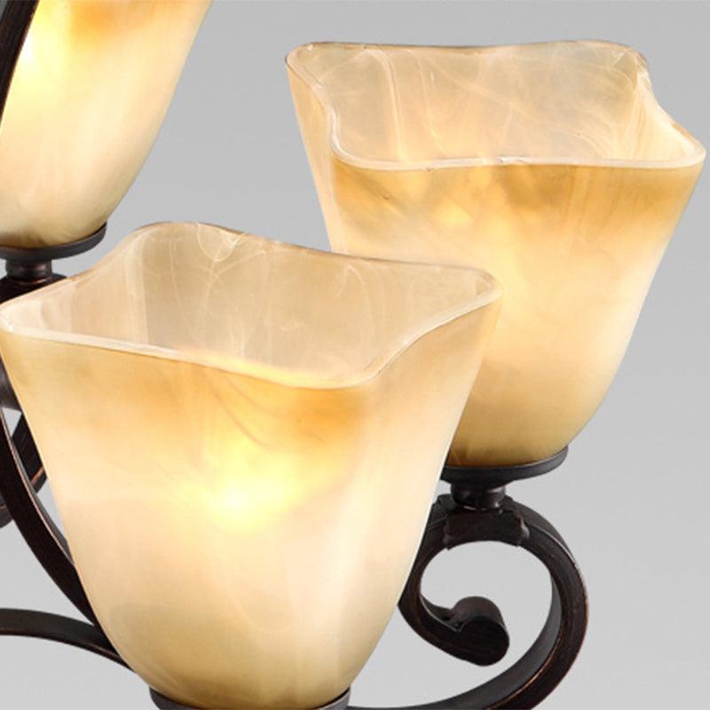 Bell Frosted Glass Chandelier Lighting Classic 5/6/8 Lights Rust - Rebooters