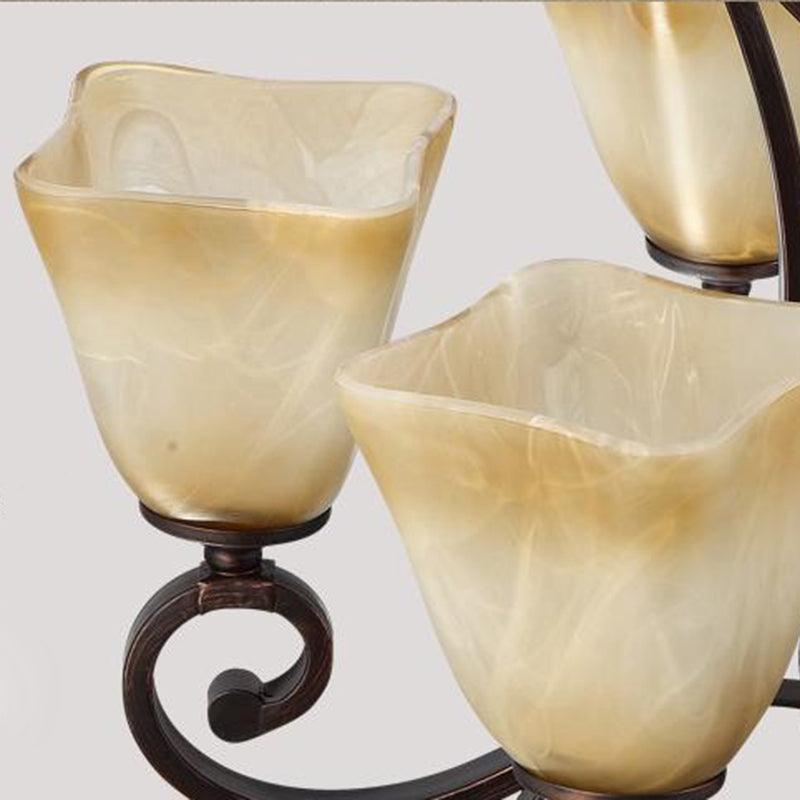 Bell Frosted Glass Chandelier Lighting Classic 5/6/8 Lights Rust - Rebooters