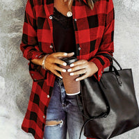 Plaid Button-Up Shirt Long Sleeves for Women - Cozy Style Rebooters Womens Shirts