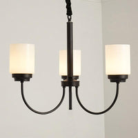 3/6/8 Lights Ceiling Light Traditional Cylinder Opal Glass Chandelier in Black - Rebooters