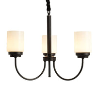 3/6/8 Lights Ceiling Light Traditional Cylinder Opal Glass Chandelier in Black - Rebooters
