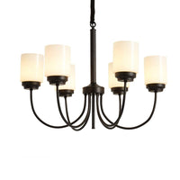 3/6/8 Lights Ceiling Light Traditional Cylinder Opal Glass Chandelier in Black - Rebooters