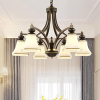 3/5/6 Lights Bell Shade Chandelier Antique Brass Fixture - Rebooters