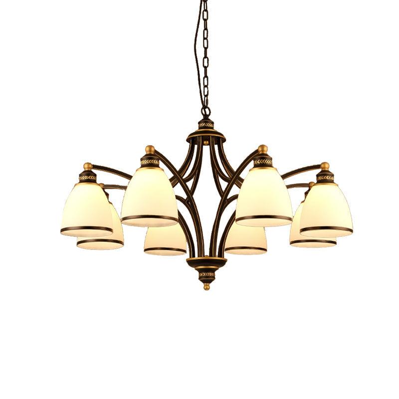 3/6/8 Bulbs Tapered Chandelier Light Black Frosted Glass Fixture - Rebooters