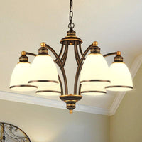 3/6/8 Bulbs Tapered Chandelier Light Black Frosted Glass Fixture - Rebooters