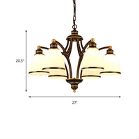 3/6/8 Bulbs Tapered Chandelier Light Black Frosted Glass Fixture - Rebooters