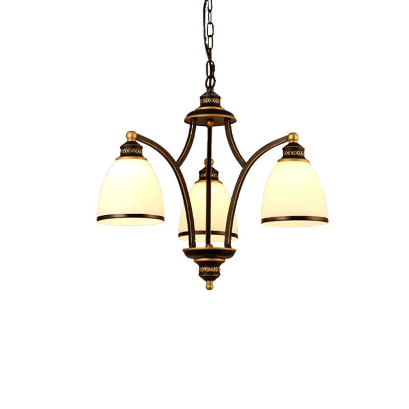 3/6/8 Bulbs Tapered Chandelier Light Black Frosted Glass Fixture - Rebooters