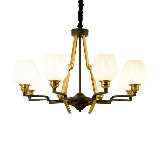 6/8/15 Lights Frosted Glass Pendant Chandelier Brass Cup - Rebooters