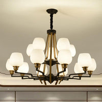 6/8/15 Lights Frosted Glass Pendant Chandelier Brass Cup - Rebooters